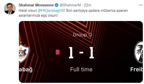 Prezidentin köməkçisi "Qarabağ"la oyun haqda paylaşım edib